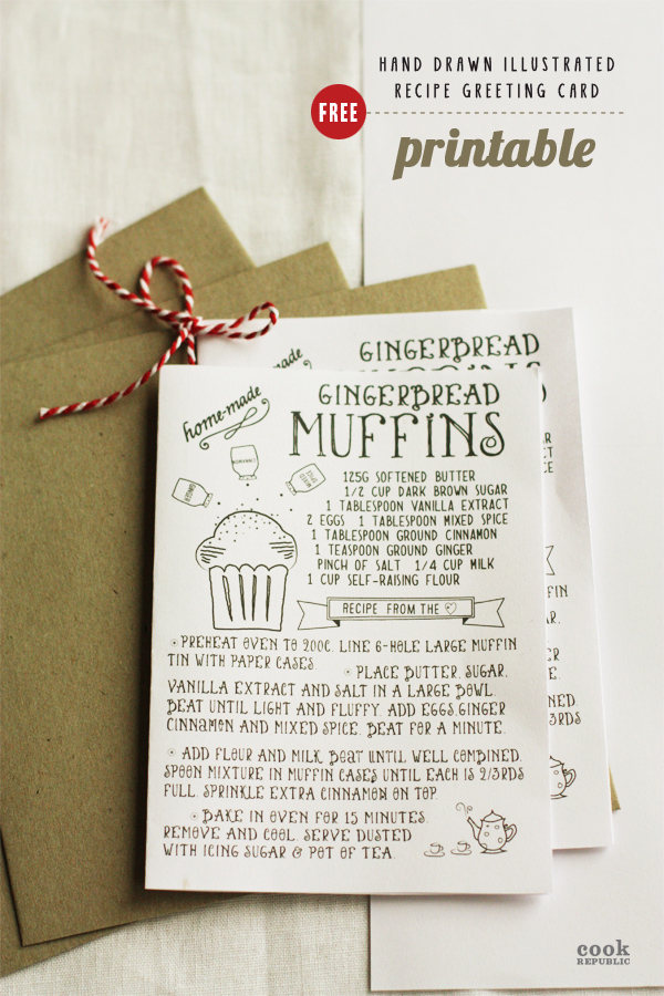 Free Printable - Hand Drawn Illustrated Christmas Recipe Greeting Card  Template - Cook Republic