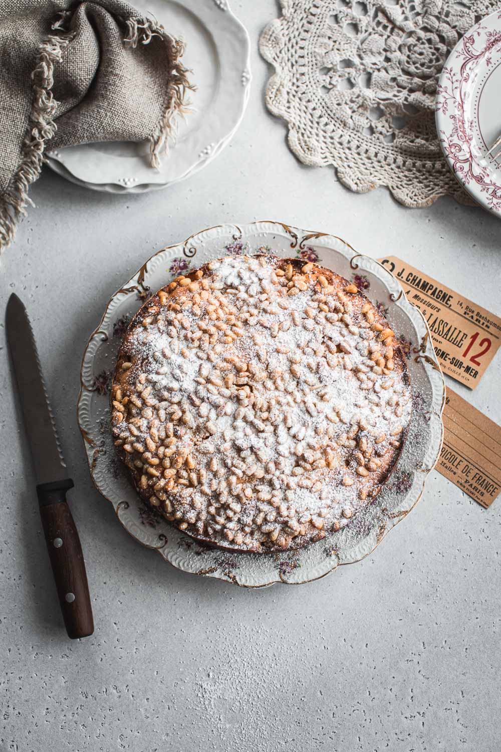 Apple Pine Nut Ricotta Cake - Cook Republic #ricottacake #italiancake #applecake #bakingrecipe