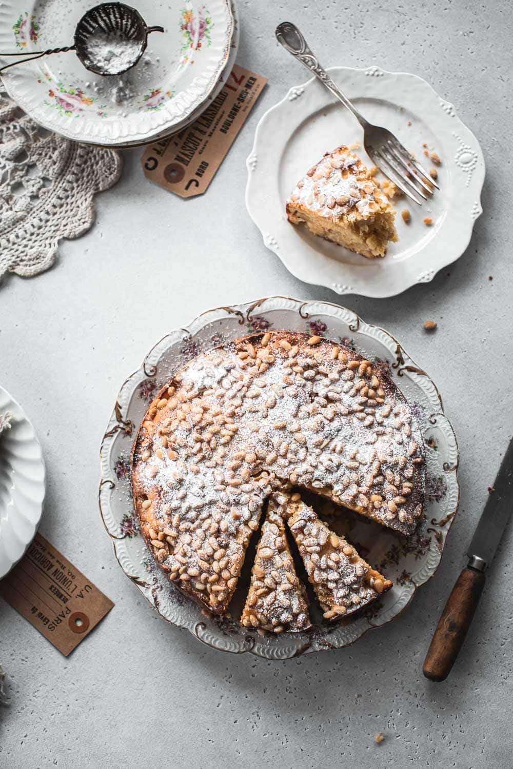 Apple Pine Nut Ricotta Cake - Cook Republic #ricottacake #italiancake #applecake #bakingrecipe